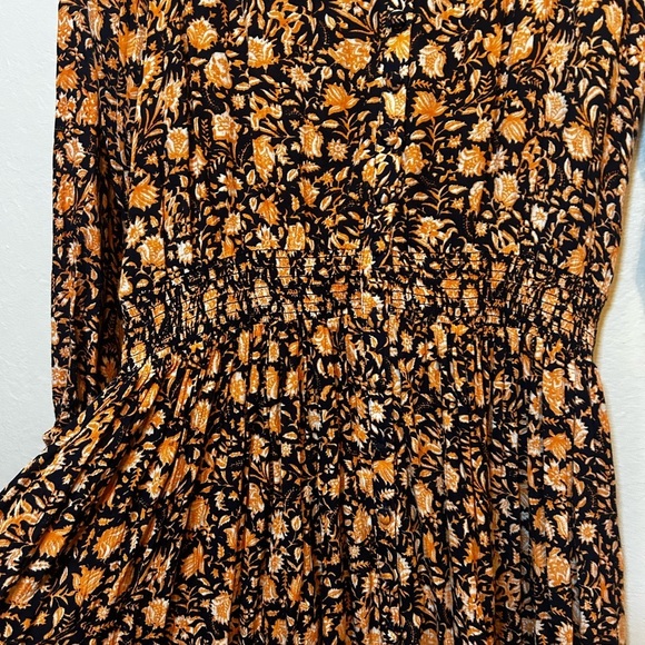 Faherty‎ Reva Floral Smocked Waist Long Sleeve Mini dress - Picture 3 of 8